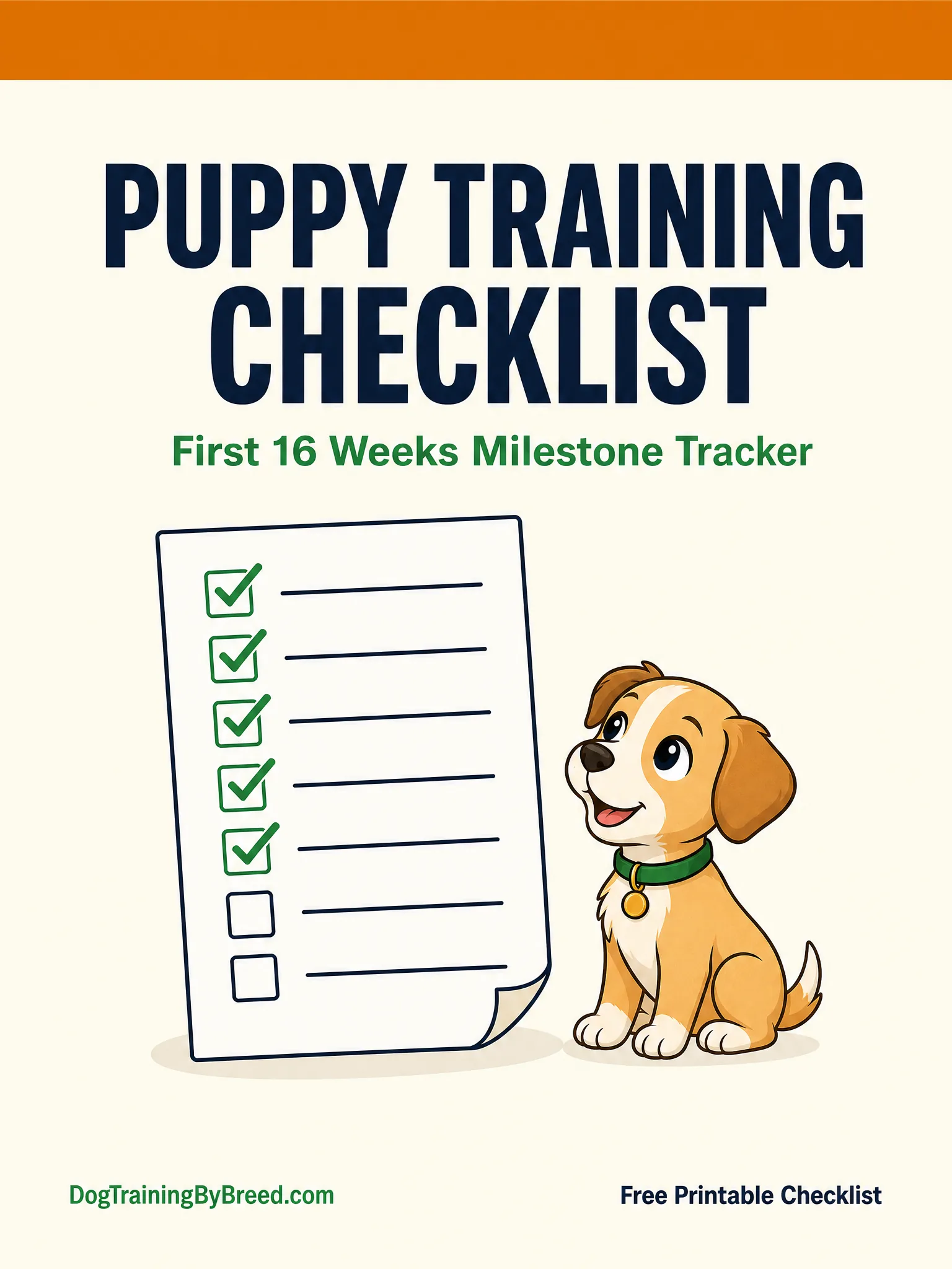 Puppy Training Checklist PDF (Free 16-Week Tracker) cover preview
